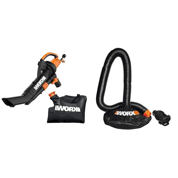 WORX WG509 12 Amp 3-in-1 Electric Leaf Blower with All Metal Mulching System and Leaf Collection System