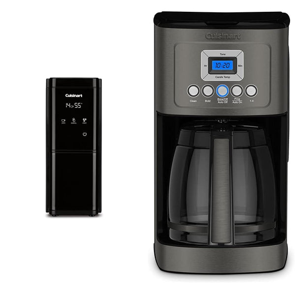 Touchscreen Burr Grinder, 7.34"(L) x 5.0"(W) x 11.14"(H), 14 cups & DCC-3200BKSP1 Perfectemp, 14 Cup Progammable with Glass Carafe Coffee Maker, Black Stainless Steel