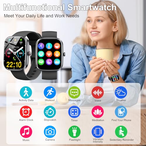 Smart Watch, 1.91" Smartwatch for Men Women (Answer/Make Call), Fitness Tracker with 120+ Sport Modes, IP68 Waterproof, Heart Rate/Spo2/Sleep Monitor, Pedometer, Activity Tracker for Android iOS