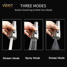 VIDEC Touch On Kitchen Faucet, 3 Modes Pull Down Sprayer, Smart Touch On Sensor Activated, LED Temperature Control, 360-Degree Rotation, 1 or 3 Hole Deck Plate. (KW-70SN, Touch on, Brushed Nickel)