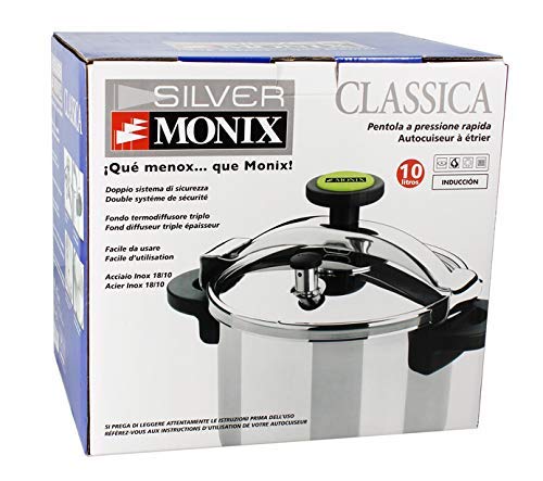 Monix Classica 10 Litre Pressure Cooker (All Cookers Including Induction), Stainless Steel, Silver, 24 cm