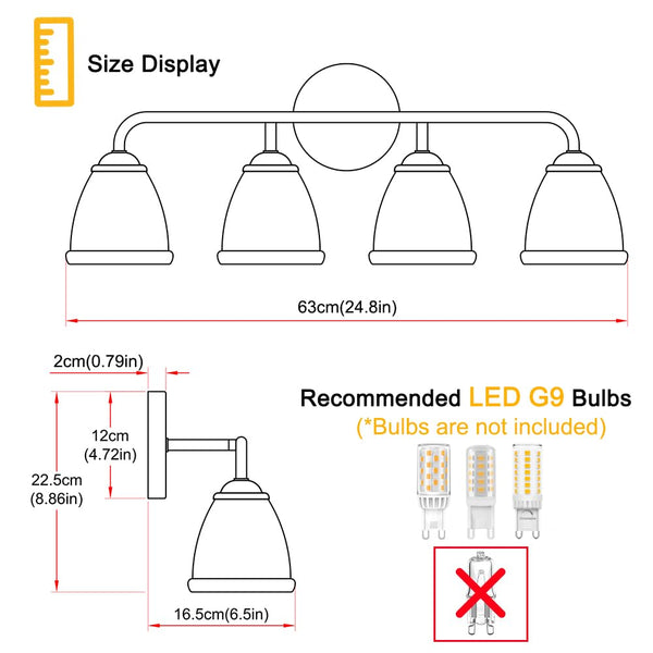 Vintage Brass Gold Vanity Lights for Bathroom, 4-Light Bathroom Lighting Fixtures over Mirror, Elegant Flower Glass Bathroom Vanity Light with Clear Shade, Brushed Wall Sconce Lighting for Bedroom