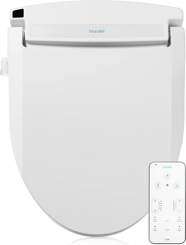 Brondell Swash Electronic Bidet Toilet Seat LT99, Fits Elongated Toilets, White – Lite-Touch Remote, Warm Water Wash, Strong Wash Mode, Stainless-Steel Nozzle, Saved User Settings & Easy Installation