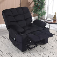 Phoenix Home Large Power Lift Recliner with Massage and Heat for Elderly, Ergonomic Electric Wider Chair with USB Port, 2 Cup Holders, Dark Blue