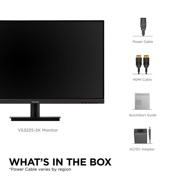 ViewSonic VS3225-2K 32 Inch QHD 1440p IPS Monitor with HDMI, DisplayPort, and Variable Refresh Rate for Home and Office