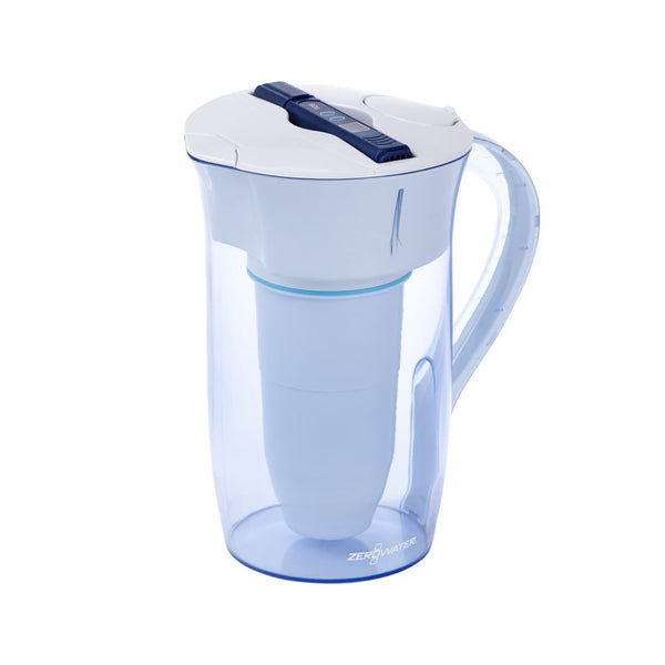 ZeroWater 10-Cup Round 5-Stage Water Filter Pitcher Dispenser with 5-Stage 0 TDS Zero Water Filter – IAPMO Certified to Reduce Metals, Chlorine, Lead, Chromium, and Forever Chemicals PFOA/PFOS