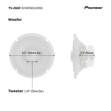 Pioneer TS-Z65F, 2-Way Coaxial Car Audio Speakers, Full Range, Open & Smooth Sound Quality, Easy Installation and Enhanced Bass Response, Black 6.5” Round Speakers