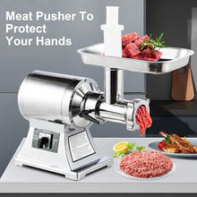 TECSPACE 1.5HP 1100W Heavy Duty Commercial Electric Meat Grinder, Heavy Duty Meat Mincer, 550 LBS/H Capacity, Grinding Speed 193 R/MIN