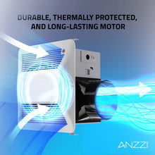 ANZZI Exhaust Fan 110 CFM 0.9 Sones Bathroom Exhaust Fan with LED Light & Humidity Sensor, Ceiling Mount (White)