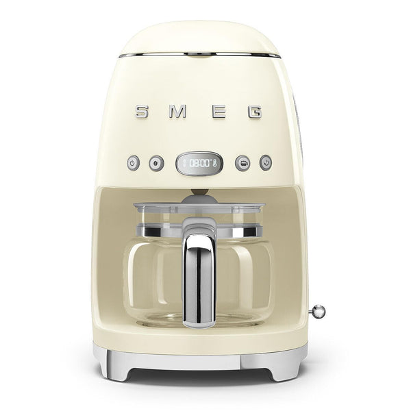 Smeg 50's Retro Style Aesthetic Drip Coffee Machine with 10 Cup Glass Carafe, Auto Start Feature, Keep Warm Plate, and Two Coffee Strength Settings (Cream)