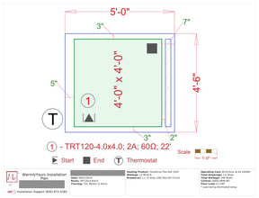 WarmlyYours Shower Floor Heating Mat 48 x 48 in., Electric Radiant Heating, Thin, Silent, and Invisible Under Tile and Stone. Designed and Approved for Wet Locations (TempZone)