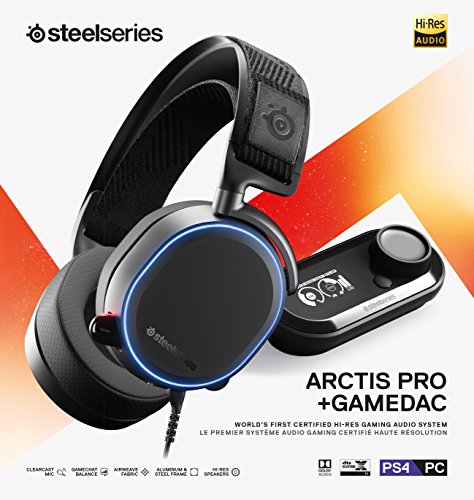 SteelSeries Arctis Pro + GameDAC Wired Gaming Headset - Certified Hi-Res Audio - Dedicated DAC and Amp - for PS5/PS4 and PC - Black