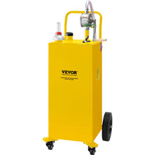 VEVOR 30 Gallon Fuel Caddy, Gas Storage Tank & 4 Wheels, with Manual Transfer Pump, Gasoline Diesel Fuel Container for Cars, Lawn Mowers, ATVs, Boats, More, Yellow