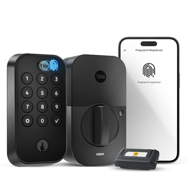 Yale Assure Lock 2 Touch Deadbolt, Black Suede Keyed Smart Entry Door Lock with Wi-Fi Connected Touch Keypad and Fingerprint Scanner for Code Entry and Remote Access, YRD410-F-WF1-BSP