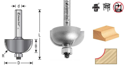 Amana Tool - 49122 Carbide Tipped Cove 1 Radius x 2-1/2 Dia x 1-1/4 x 1/2