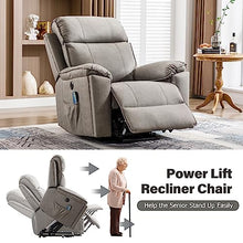 Phoenix Home Large Power Lift Recliner Chair with Massage and Heat for Elderly, Ergonomic Electric Wider Sofa Chair for Living Room with 2 Cup Holders, Side Pocket and USB Port, Gary