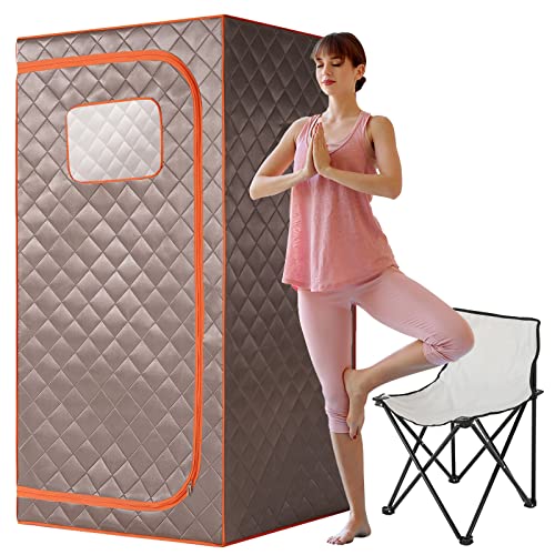 TaTalife Portable Infrared Sauna, Full Size Far Infrared Sauna, Full Body Personal Home Sauna, Separate Heating Foot Pad and Reinforced Sauna Chair Home Saunas for Relaxation Detox