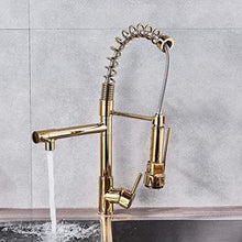 XYMSAF Kitchen Faucet,Kitchen Faucets Kitchen Faucet Faucet Led Color Changing Kitchen Faucet Golden Pull Down Dual Spout Hot Cold Kitchen Mixer Tap Handheld Led Light Kitchen Spray Head