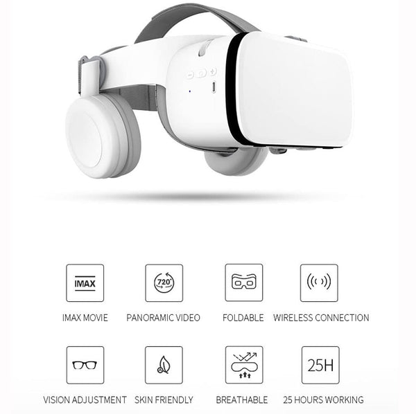 XARONF 3D Virtual Reality VR Headset, VR Goggles/Glasses for IMAX Movies & Play Games, Compatible for Android and iOS Mobile Phone 4.7-6.5 Inches (Color : White)