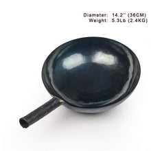 ZhenSanHuan Chinese Hand Hammered Iron Woks and Stir Fry Pans, Non-stick, No Coating, Less Oil, 章丘铁锅，Carbon Steel Pow (seasoned 36CM)