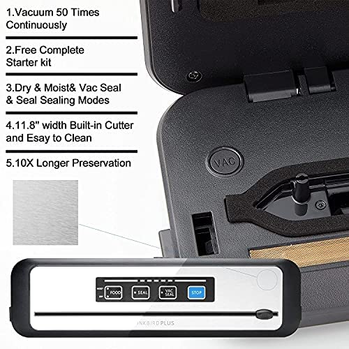 WiFi Sous-Vide-Machine & Vacuum Sealer Machine, Inkbird Sous Vide Cooker 1000W w/Recipes on APP Preset Cooker | Automatic Air Sous Vide Vacuum Sealing