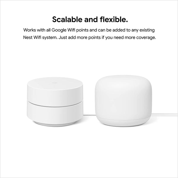 Nest WiFi Router and 2 Points - WiFi Extender with Smart Speaker - Works with Google WiFi (3 Pack) White