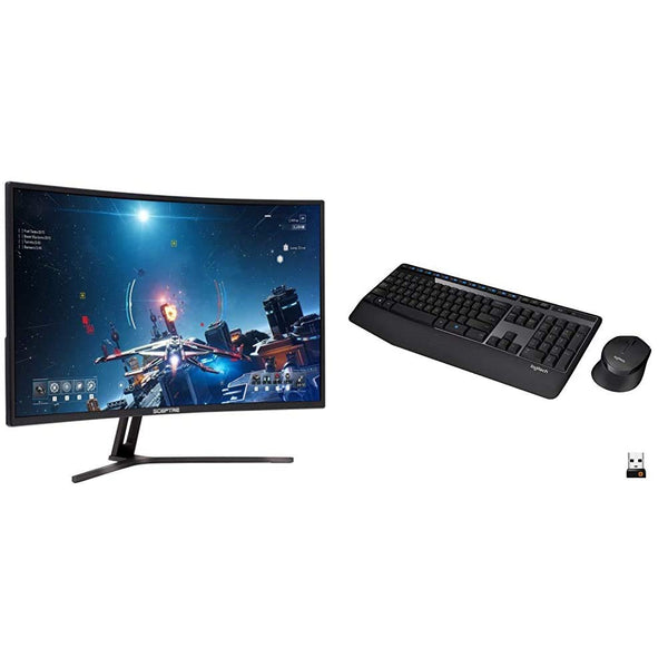 Sceptre 32-inch Curved Gaming Monitor (C325B-185RD) and Logitech MK345 Wireless Keyboard and Mouse Combo