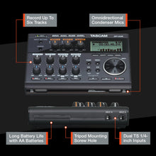 Tascam DP-006 6-Track Digital Pocketstudio Multi-Track Audio Recorder, Built-in Mics, Songwriting, Battery Operated