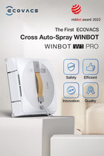 ECOVACS Winbot W1 Pro Window Cleaning Robot, Intelligent Cleaning with Dual Cross Water Spray Technology, Win SLAM 3.0 Path Planning, 2800Pa Suction Power, Edge Detection Technology, App Control,Grey