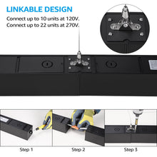 LEONLITE 4FT Linkable LED Linear Light, 3CCT 40W 3000K/4000K/5000K CCT Selectable, ETL Listed Dimmable Architectural LED Suspension Office Lighting Fixture, Matte Black Aluminum Housing, Pack of 4