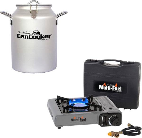 CanCooker 4 Gallon Convection Steam Cooker and Portable Multi-Fuel Single Burner with Convenient Case, Perfect for Feeding 20 People