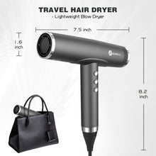 slopehill Professional Hair Dryer with Diffuser, Ionic Hair Dryer,Lightweight Compact Powerful & Fast Salon Blow Dryer with High Speed Brushless Motor, Travel Hair Dryer, Women & Men (Ceramic, Dark)