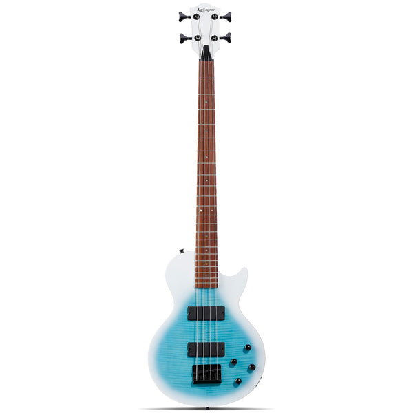 Leo Jaymz SC 4 String 34" Scale Electric Bass, 22 Frets, Mahogany Body and Maple Veener, Maple Neck, Rosewood Fingerboard, H-H Pickups, Glossy Finish (SC Flame Blue)