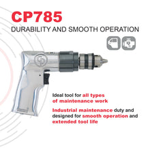 Chicago Pneumatic CP785 - Air Power Drill, 3/8 Inch (10 mm), Keyed Chuck, Aluminum Housing, Pistol Handle, 0.5 HP / 370 W, Stall Torque 3.1 ft. lbf / 4.2 NM, 2400 RPM, Power Tools & Home Improvement