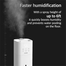 Pureal Tower Humidifier, 2.6Gal(10L) on Wheels, 3 Stage Warm&Cool Mist, Last 83 Hours, Large Room Bedroom with Mood Light, Humidity Setting, 12Hr Timer, 360°Nozzle