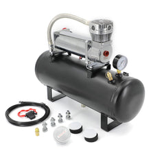 CNRAQR200PSI 12V Heavy Duty Air Train Horn/Air Ride Suspension Compressor with 2 Gallon (8 Liter) Train/Air Horn Tank