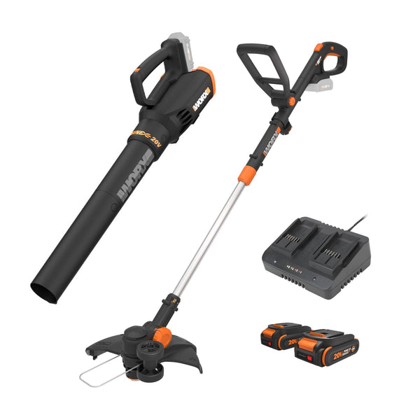 Worx 20V GT Revolution 12" Cordless String Trimmer & Turbine Leaf Blower Power Share Combo Kit - WG930.2 (Batteries & Charger Included)