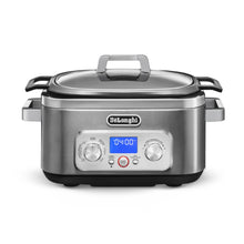 DeLonghi Livenza Multi-Cooker, Stainless Steel - 6 qt - Crock Pot Slow Cooker - 24-Hour Programmability & Seven Modes - Includes Non-Stick Dishwasher-Safe Pot, Steam Rack & Glass Lid