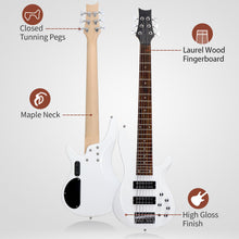 Ktaxon Bass Guitar 6 String Electric Bass Guitars, Beginner Bass Guitar with Professional H-H pickup, 3 Way Pickup Selector, Premium Cable, Unique Body Design for Beginner (Upgraded White)