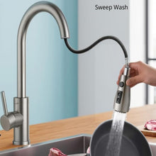 VIDEC Smart Kitchen Faucet, 3 Modes Pull Down Sprayer, Smart Touch On Sensor Activated, Ceramic Disc Valve, 360-Degree Rotation, 1 or 3 Hole Deck Plate. (KW-69SN, Brushed Nickel/Stainless Steel)