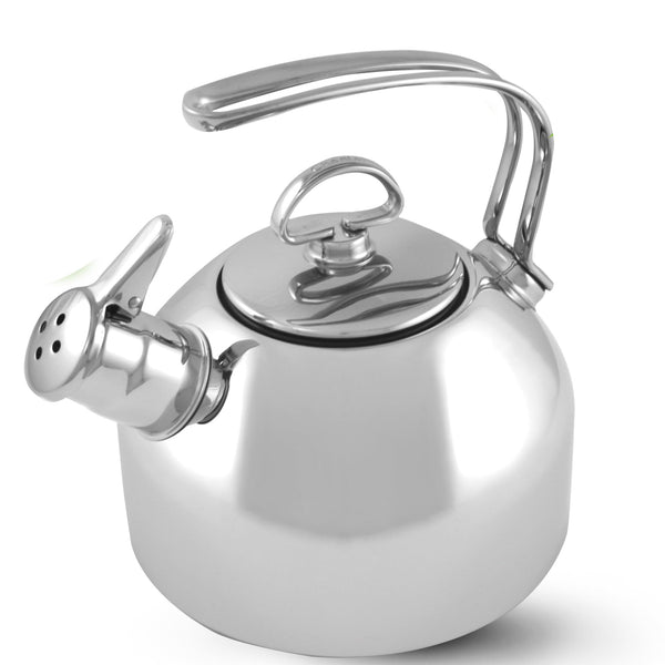 Chantal Classic Teakettle, 1.8 QT, High Grade Stainless Steel, 2-Tone Harmonica Whistle, Rapid Boil and Even Heating (Silver)