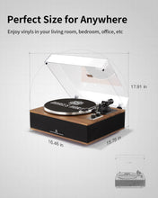 ANGELS HORN Vinyl Record Player, Bluetooth Turntable with Built in Speakers Phono Preamp, High Fidelity Turntables for Vinyl Records with Magnetic Cartridge AT-3600L, Belt Drive 2-Speed