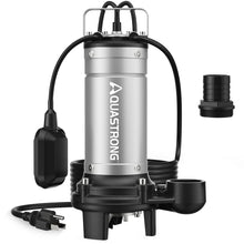 Aquastrong 1HP Sewage Grinder Pump, Stainless Steel, 115V Automatic Float Switch, Submersible Effluent/Sump Pump for Sump Basin, Basement Residential Sewage, 2'' NPT Discharge