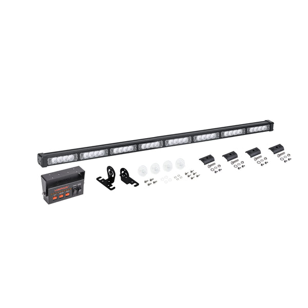 LAMPHUS SolarBlast 38" 32W Amber LED Traffic Advisor Light Bar with TA Controller Box - 12V Waterproof Directional Flashing Emergency Warning Lightbar Lights for Work Truck Vehicles Car