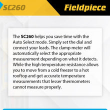 Fieldpiece Compact HVACR Clamp Multimeter SC260 – True RMS Clamp Meter with Temperature, Capacitance & Backlight