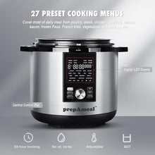 8Qt Pressure Cooker & Air Fryer Combo with Pressure Lid and Air-Fry Lid - 7-in-1 cooking Modes, Easy Read LCD Display, 27 Presets Programs, & 8 Program Storage (Silver, 8 Quart - ACC)