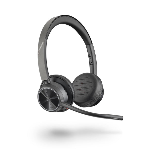 Poly - Voyager 4320 UC Wireless Headset (Plantronics) - Headphones with Boom Mic - Connect to PC/Mac via USB-A Bluetooth Adapter, Cell Phone via Bluetooth - Works with Teams (Certified), Zoom & More