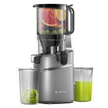 Juicer Machines, AMZCHEF 5.3-Inch Self-Feeding Masticating Juicer Fit Whole Fruits & Vegetables, Cold Press Electric Juicer Machines with High Juice Yield, Easy Cleaning, 250W-Grey