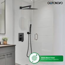 gotonovo Rainfall Bathroom Shower System Rain Shower Head and Handle Set Wall Mounted Shower Complete Combo Solid Brass Pressure Balancing Shower Mixer Valve 10 Inch Matte Black