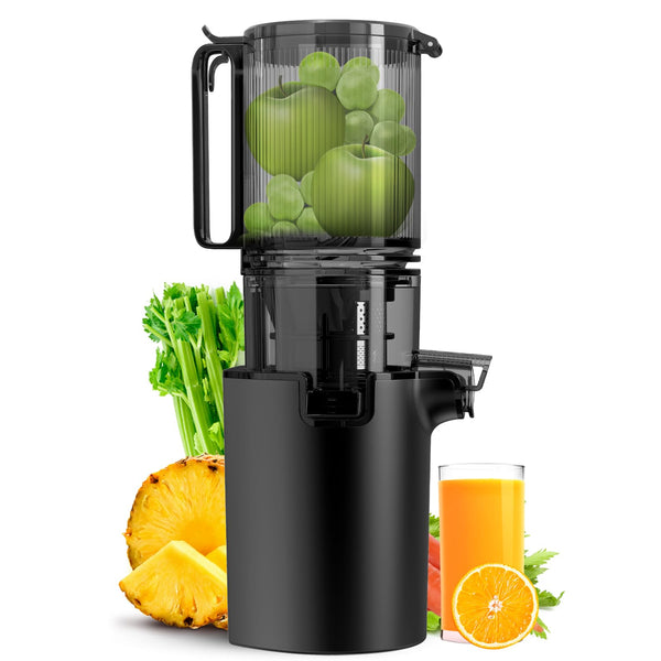 Cold Press Juicer, 5.4" Wide Feed Chute Juice Extractor Machine with 400W, High Juice Yield, Slow Masticating Juicer for Whole Vegetables & Fruits, Black